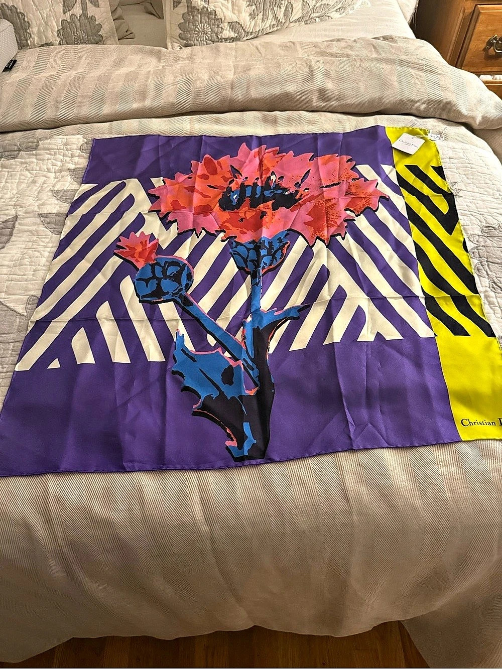 Christian Dior D Pop Flower silk square